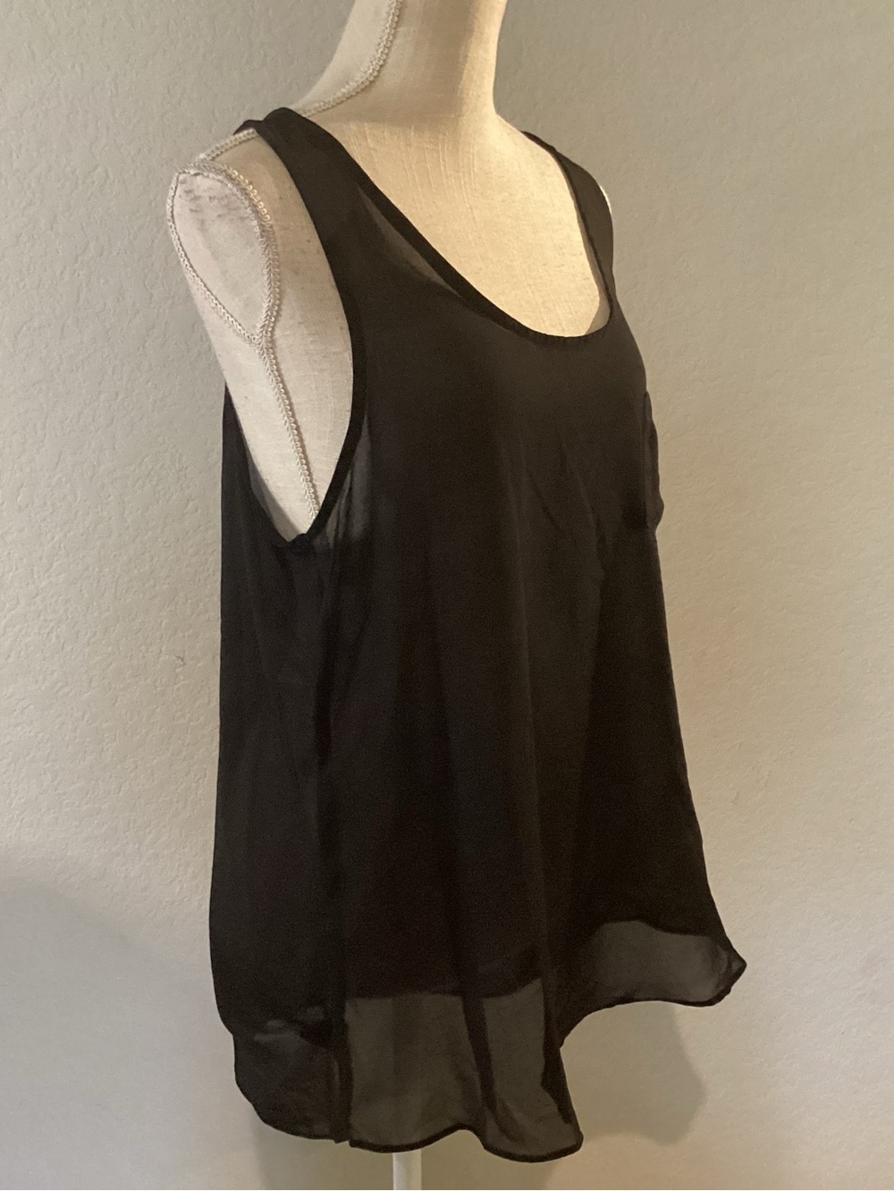 Black Sleeveless Chiffon Tank Top -  Women